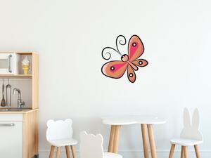 Nálepka na zeď pro děti Hnědo-růžový motýlek Velikost: 20 x 20 cm
