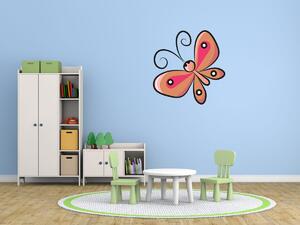 Nálepka na zeď pro děti Hnědo-růžový motýlek Velikost: 20 x 20 cm