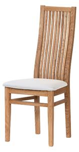 Dubová olejovaná a voskovaná židle Sandra s bílou koženkou