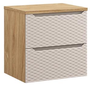 Comad Závěsná skříňka pod umyvadlo Ocean s deskou 60 cm béžová/dub olejovaný