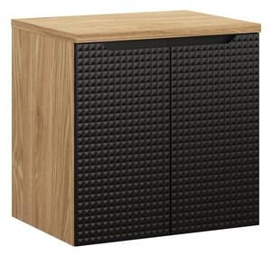 Comad Závěsná skříňka pod umyvadlo Luxor Black II s deskou 60 cm černá/dub olejovaný
