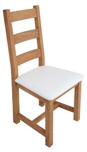 Dubová olejovaná židle Ladder Back bílá koženka