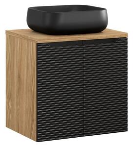 Comad Závěsná skříňka Ocean Nika I s deskou a umyvadlem 60 cm černá/dub olejovaný