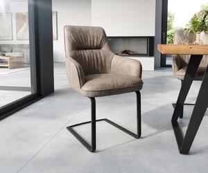 DELIFE Jídelní židle Zelia-Flex s područkami mikrovlákno taupe vintage jídelní židle plochá černá taštičkové pružiny
