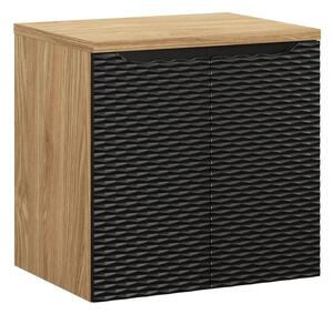 Comad Závěsná skříňka pod umyvadlo Ocean I s deskou 60 cm černá/dub olejovaný