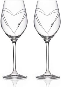Diamante sklenice na bílé víno Hearts s krystaly Swarovski 360ml 2KS