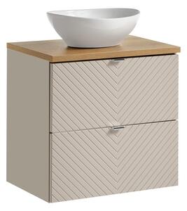 Comad Závěsná skříňka Viva Cashmere Lola s deskou a umyvadlem 60 cm kašmír/dub evoke