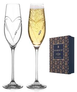 Diamante sklenice na šampaňské Hearts s krystaly Swarovski 210ml 2KS
