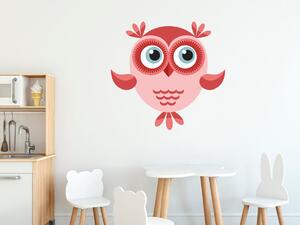 Nálepka na zeď pro děti Červeno-růžová sovička Velikost: 20 x 20 cm