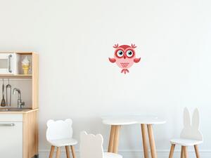 Nálepka na zeď pro děti Červeno-růžová sovička Velikost: 20 x 20 cm