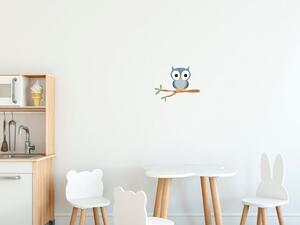 Nálepka na zeď pro děti Sova na větvičce Velikost: 10 x 10 cm