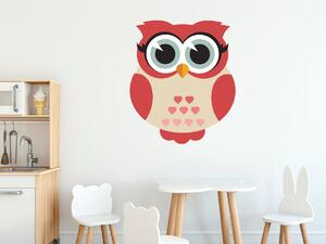 Nálepka na zeď pro děti Krémově-červená sovička Rozměry: 30 x 30 cm