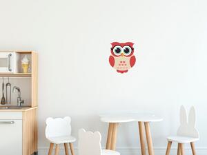 Nálepka na zeď pro děti Krémově-červená sovička Velikost: 10 x 10 cm