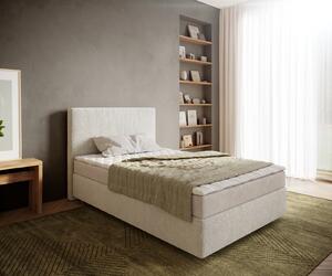 DELIFE Boxspring postel Dream-Well 120x200 cm bouclé krémová bílá s matrací a topperem