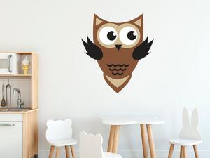Nálepka na zeď pro děti Zvědavá hnědá sovička Rozměry: 100 x 100 cm