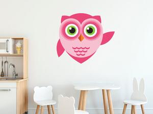 Nálepka na zeď pro děti Pěkná růžová sovička Velikost: 10 x 10 cm