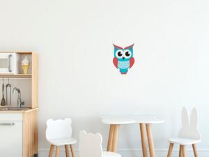 Nálepka na zeď pro děti Modro-červená sovička Velikost: 20 x 20 cm