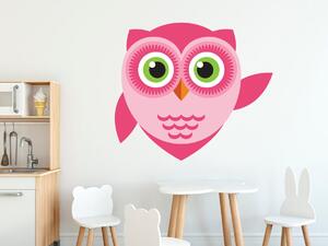 Nálepka na zeď pro děti Pěkná růžová sovička Velikost: 10 x 10 cm