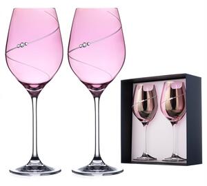 Diamante sklenice na bílé víno Silhouette City Pink s krystaly Swarovski 360 ml 2KS