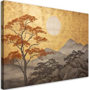 Obraz na plátně Zlatá horská krajina v Japonsku Rozměry: 60 x 40 cm
