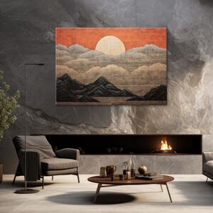 Obraz na plátně Slunce, mraky a hory v Japonsku Rozměry: 60 x 40 cm