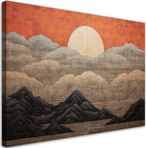 Obraz na plátně Slunce, mraky a hory v Japonsku Rozměry: 60 x 40 cm