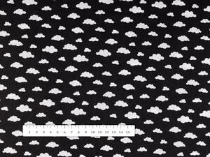 Biante Dětský bavlněný oválný ubrus Sandra SA-306 Bílé mráčky na černém 100x140 cm
