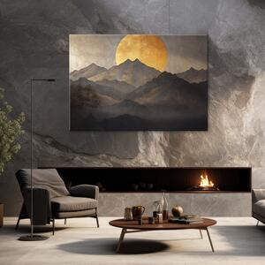 Obraz na plátně Japonské zlaté slunce a hory Rozměry: 60 x 40 cm