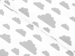 Biante Dětský bavlněný povlak na polštář s lemem Sandra SA-316 Šedé mráčky na bílém 40 x 40 cm