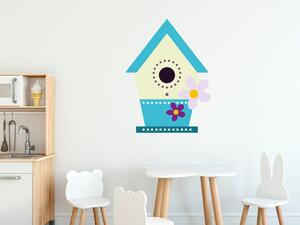 Nálepka na zeď pro děti Domeček pro ptáčky Rozměry: 100 x 100 cm