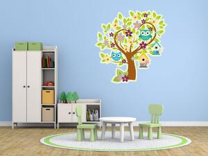 Nálepka na zeď pro děti Strom se sovičkami Rozměry: 100 x 100 cm