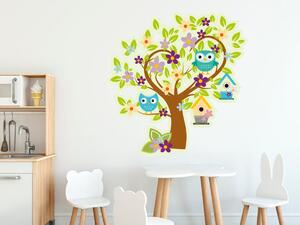 Nálepka na zeď pro děti Strom se sovičkami Rozměry: 100 x 100 cm