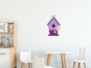 Nálepka na zeď pro děti Fialová ptačí budka Rozměry: 100 x 100 cm