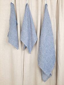 Snový svět Lněný ručník vaflový modrý Rozměr: 75 x 135 cm