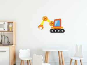 Nálepka na zeď pro děti Oranžový bagr Velikost: 10 x 10 cm