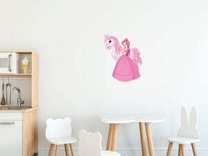 Nálepka na zeď pro děti Princezna s růžovým poníkem Velikost: 10 x 10 cm