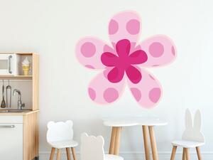 Nálepka na zeď pro děti Růžový tečkovaný kvítek Velikost: 10 x 10 cm