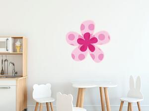 Nálepka na zeď pro děti Růžový tečkovaný kvítek Rozměry: 100 x 100 cm