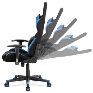 Kancelářská židle, modrá-černá látka, houpací mech, plastový kříž - KA-F02 BLUE