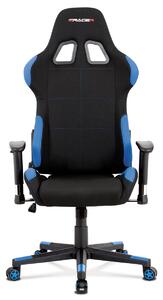 Kancelářská židle, modrá-černá látka, houpací mech, plastový kříž - KA-F02 BLUE