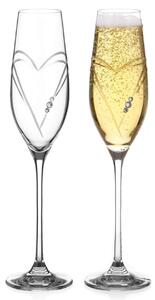 Diamante sklenice na šampaňské Hearts se Swarovsky krystaly 210 ml 6KS
