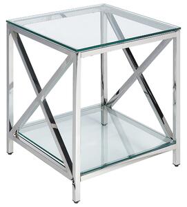 Odkládací stolek se skleněnou deskou stříbrný AUDET