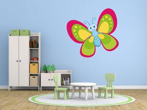 Nálepka na zeď pro děti Limetkově-růžový motýlek Velikost: 10 x 10 cm