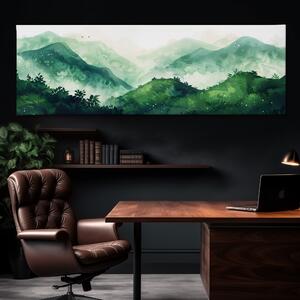 Obraz na plátně - Na zelených vrcholcích v pažitu FeelHappy.cz Velikost obrazu: 120 x 40 cm