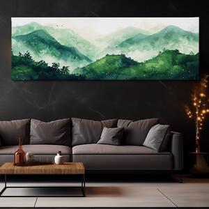 Obraz na plátně - Na zelených vrcholcích v pažitu FeelHappy.cz Velikost obrazu: 120 x 40 cm