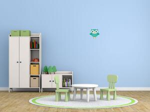 Nálepka na zeď pro děti Zelená pěkná sovička Velikost: 10 x 10 cm