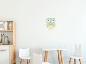 Nálepka na zeď pro děti Pastelově-zelená sovička Velikost: 20 x 20 cm