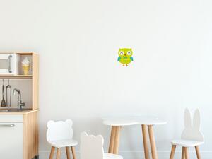 Nálepka na zeď pro děti Limetková sovička s mašlí Velikost: 20 x 20 cm