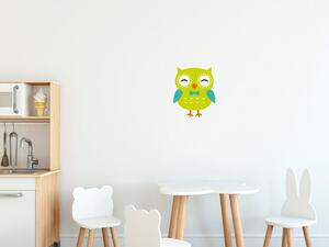 Nálepka na zeď pro děti Limetková sovička s mašlí Velikost: 20 x 20 cm