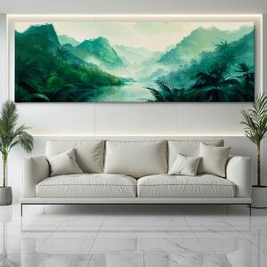 Obraz na plátně - Říčka v údolí tropických lesů FeelHappy.cz Velikost obrazu: 180 x 60 cm